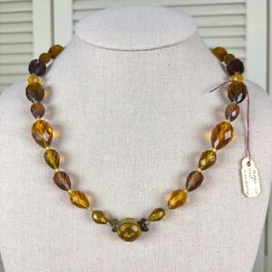 Heirloom 1940s Cognac Gold Brown Czech West German Glass Graduated Bead Necklace